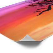 Beruhige Sonnenuntergangsmalerei mit/ Baum Poster (Ecke)