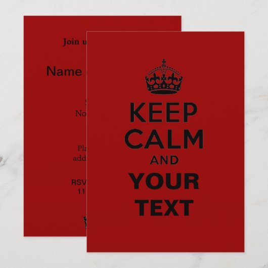 Beruhigen mit dem Text behalten Einladung (Vorne/Hinten)