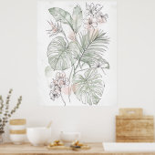 Beruhigende Floral- und Blattwandkunst – Geschenk Poster (Küche)