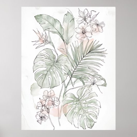 Beruhigende Floral- und Blattwandkunst – Geschenk Poster (Vorne)