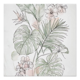 Beruhigende florale und Blattwandkunst – Geschenk  Poster
