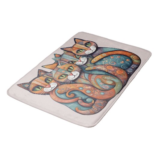 beruhigende Katzen 3 Badematte (Schrägansicht)