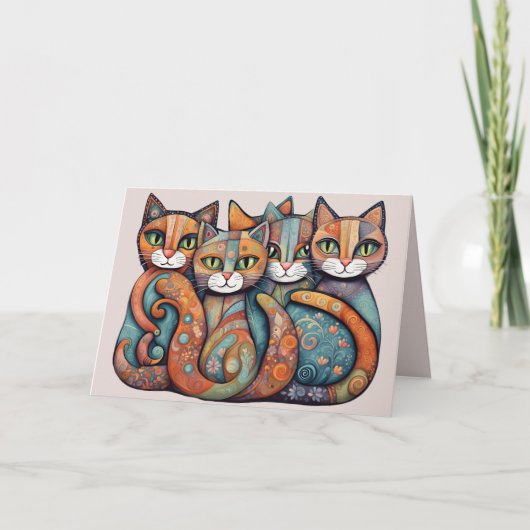 beruhigende Katzen 3 Grußkarte Karte (Vorderseite)