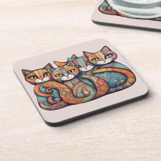 beruhigende Katzen 3 Untersetzer Set (Linke Seite)