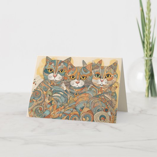 beruhigende Katzen 4 Grußkarte Karte (Vorderseite)