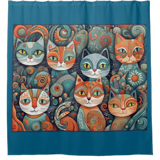 beruhigende Katzen Duschvorhang (Vorderseite)