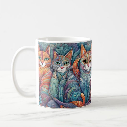 beruhigende Katzen Kaffeetasse (Links)
