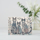 beruhigende Katzen Postkarte (Stehend Vorderseite)