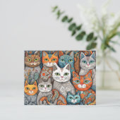 beruhigende Katzen Postkarte (Stehend Vorderseite)