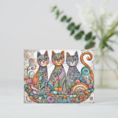beruhigende Katzen Postkarte (Stehend Vorderseite)