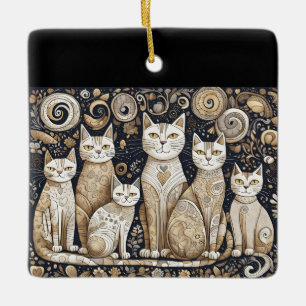 beruhigende Katzenschmuck Keramikornament