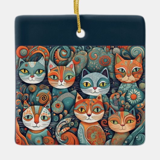 beruhigende Katzenschmuck Keramikornament (Vorderseite)