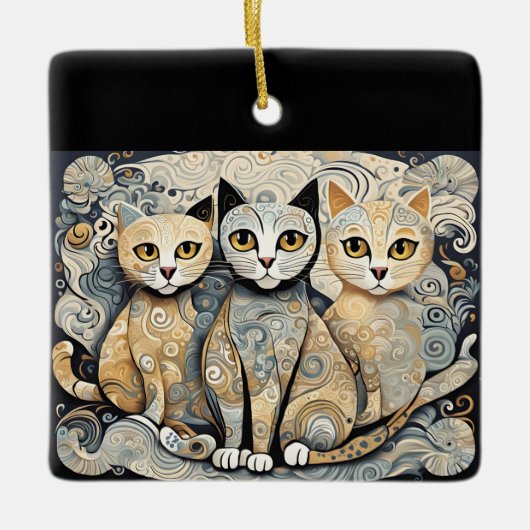 beruhigende Katzenschmuck Keramikornament (Vorderseite)