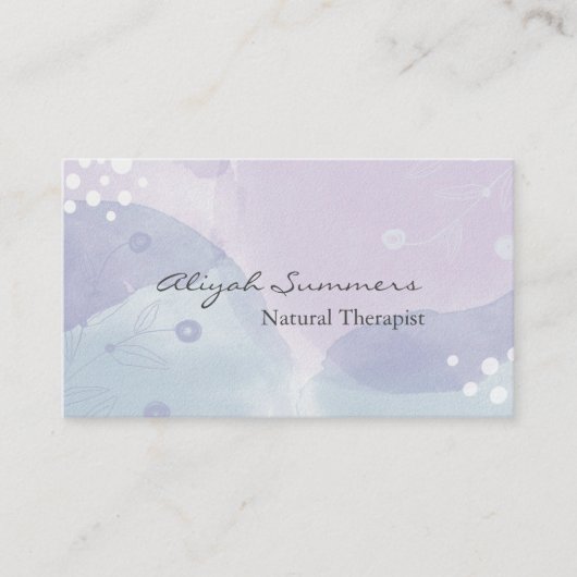 Beruhigende Lavender Boho Meditative Business Card Visitenkarte (Vorderseite)