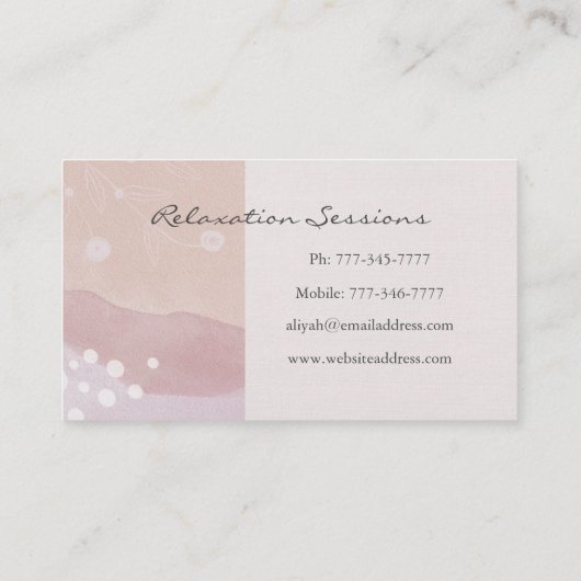 Beruhigende Pink Pastel Boho Meditative Business C Visitenkarte (Rückseite)