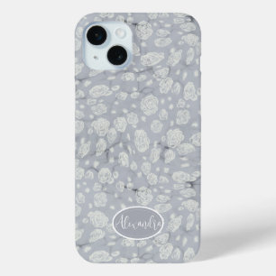 Beruhigende staubblaue Blumen-Handyhülle mit Rosen Case-Mate iPhone Hülle