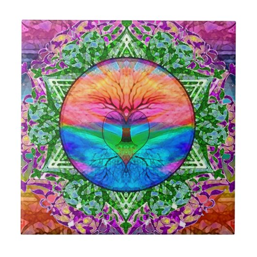 Beruhigender Baum des Lebens in den Fliese (Vorderseite)