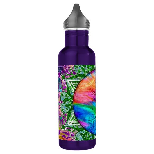 Beruhigender Baum in Regenbogenfarben Edelstahlflasche (Links)