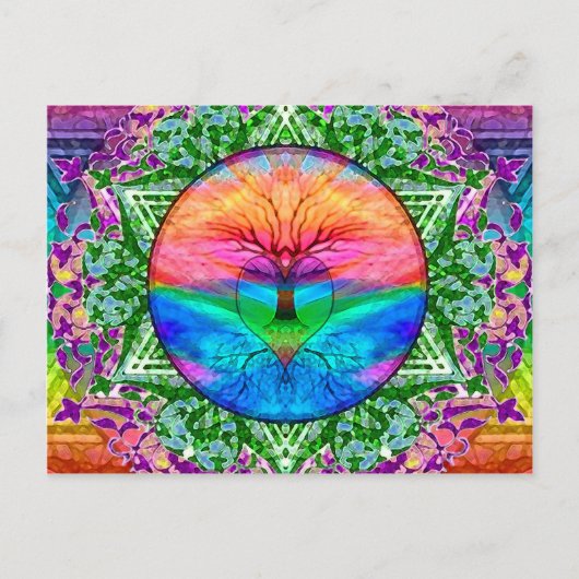 Beruhigender Baum in Regenbogenfarben Postkarte (Vorderseite)