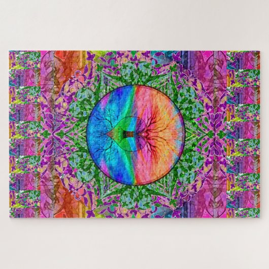 Beruhigender Baum in Regenbogenfarben Puzzle (Horizontal)