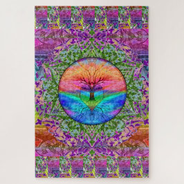 Beruhigender Baum in Regenbogenfarben Puzzle