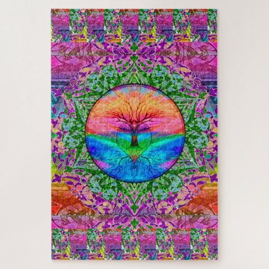 Beruhigender Baum in Regenbogenfarben Puzzle (Vertikal)