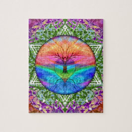 Beruhigender Baum in Regenbogenfarben Puzzle