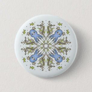 Beruhigender Kawaii-Oktopus-Kaleidoskop - Ozean-Tr Button