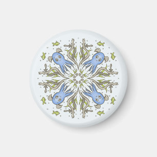 Beruhigender Kawaii-Oktopus-Kaleidoskop - Ozeanträ Magnet