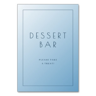 Beruhigendes blaues minimalistisches Dessertbar-Sc Tischnummer