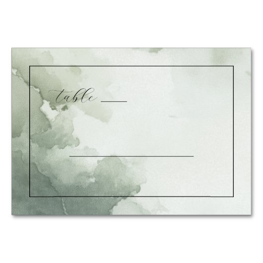 Beruhigendes Grün Aquarell Tischnummer (Vorderseite)