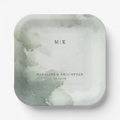 Beruhigendes Grün-Wassercolor Pappteller (Vorderseite)