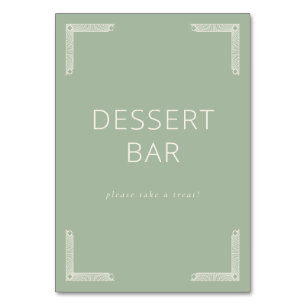Beruhigendes Salbeigrün Minimalistisches Dessertba Tischnummer