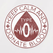 Beruhigung behalten und Blutarmut (alle Blutarten) Etiketten (Design 1)