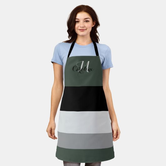 Beruhigung der Mit Monogramm gestreiften Schürze (Getragen)