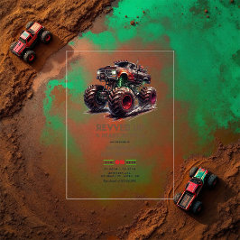 Berühmt und bereit zum Roll! Monster Truck Birthda Acryleinladungen