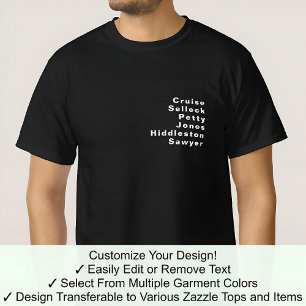 Berühmte Bedeutende Anpassbare Editierbare Nachnam T-Shirt