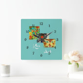 Berühmte Bilder von Paul Klee Quadratische Wanduhr (Zuhause)