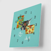 Berühmte Bilder von Paul Klee Quadratische Wanduhr (Winkel)