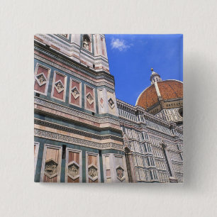 Berühmte Doumo-Kirche Nahaufnahme in Florenz, Ital Button