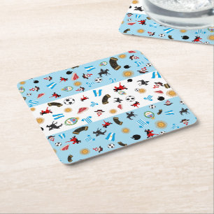 berühmte Ikonen von Argentinien mit Flagge Rechteckiger Pappuntersetzer