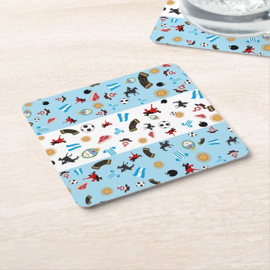 berühmte Ikonen von Argentinien mit Flagge Rechteckiger Pappuntersetzer (angewinkelt)