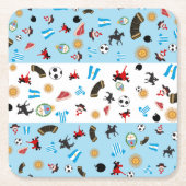 berühmte Ikonen von Argentinien mit Flagge Rechteckiger Pappuntersetzer (Vorderseite)