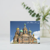Berühmte Kirche aus St. Petersburg Russland Postkarte (Stehend Vorderseite)