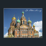 Berühmte Kirche aus St. Petersburg Russland Postkarte<br><div class="desc">Die berühmte Ikone von St. Petersburg,  die Kirche des Erretters am Blut gegen einen strahlend blauen Himmel.</div>