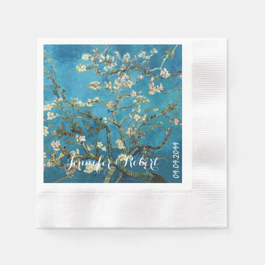 Berühmte Kunst, blühender Mandelbaum. Van Gogh Serviette (Vorderseite)