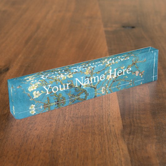 Berühmte Kunst - blühender Mandelbaum. Vincent van Namensplakette (Seite)