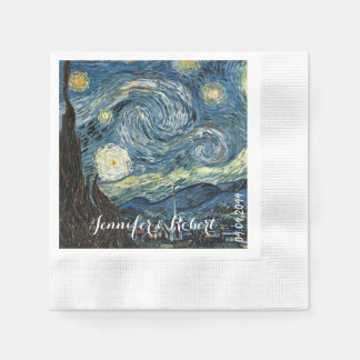 Berühmte Kunst - Starry Night von Vincent van Gogh Serviette