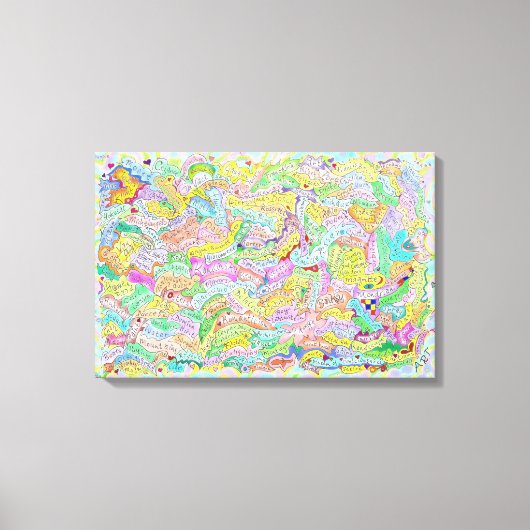 Berühmte Künstlernamen und Kunstwörter Leinwanddruck (Vorderseite)