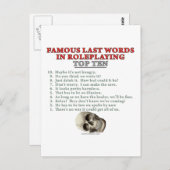 Berühmte Letzte Worte beim Rollenspiel: Top 10 Postkarte (Vorne/Hinten)